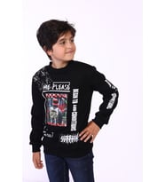 Toontoy Erkek Çocuk Balıkçı Yaka İçi Pamuklu Sweatshirt (Siyah)