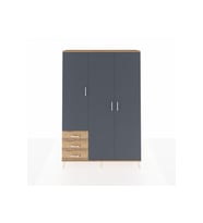Arges Dolap 6 Raflı 3 Çekmeceli Tek Askılı 132x30x195 Çam-Antrasit/Çam
