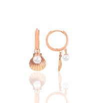Gümüş rose inci ve midye halka  küpe SGTL11802ROSE