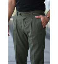 Tasarım İtalyan Model Keten Pantolon (Haki)