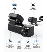 4G Dashcam Araç Kamerası Uzaktan Erişim GPS 4MP ÖN 2MP ARKA KAMERA Filo/Rent A Car Tipi /