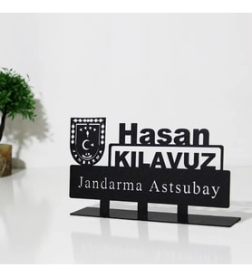 Jandarma Astsubay Masaüstü İsimlik - Kişiye Özel Metal Masa İsimliği - Hediye Ofis İsimlik