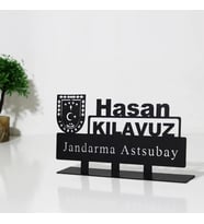 Jandarma Astsubay Masaüstü İsimlik - Kişiye Özel Metal Masa İsimliği - Hediye Ofis İsimlik