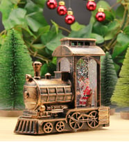 Yılbaşı Kar Küresi Noel Işıklı Dekoratif Noel Baba Treni Merry Christmas  PİL HEDİYELİ!