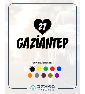 Kalpli 27 Gaziantep Araba Sticker siyah 20x15 CM (Siyah)