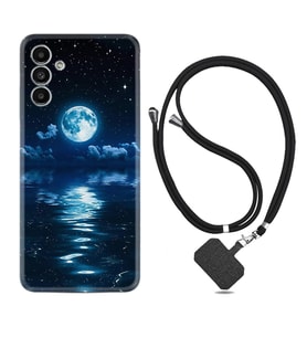 Samsung A23 A31 A32 A50 A51 A52 A53 A70 Kılıf Boyun Askılı Silikon Night Moon 1133