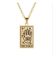 Altın Kaplama The World Tarot Gümüş Kolye