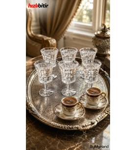 ByMyHand Cam Kahve Yanı Su Bardağı Sunum Bardağı Kadeh 6'lı Set 50 Ml