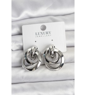 Gümüş Renk Halka Model Pirinç Kadın Küpe 5886