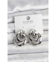 Gümüş Renk Halka Model Pirinç Kadın Küpe 5886