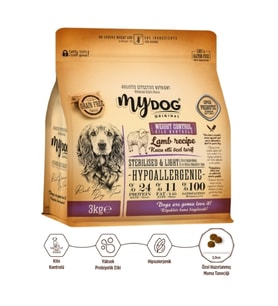 Mydog Az Tahıllı Kuzu Etli Diyet & Kısır Köpek Maması 3kg