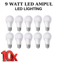 FURY 9 WATT LED AMPUL 6500K BEYAZ IŞIK E27 DUY 10'LU PAKET