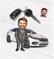 Kişiye Özel Araba Temalı Karikatür Ahşap Anahtarlık