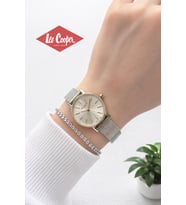Lee Cooper Küçük Kasa Vintage Hasır Kordon 2 Yıl Garantili 3 Atm Kadın Kol Saati+Bileklik 08292.230 (Sarı)