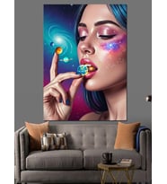 Parlak Makyajlı Fantastik Kadın Dekoratif Kanvas - Mdf Ahşap Tablo