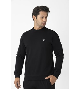 Crozwise Üç İplik Sıfır Yaka Siyah Erkek Sweat 6053