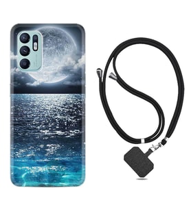 Oppo Reno 6 Kılıf Resimli Boyun Askılı İpli Desenli Silikon Great Moon 1301