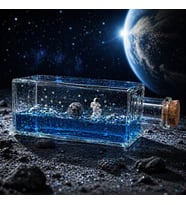 SULU ŞİŞE BATMAYAN GÖK TAŞI VE ASTRONOT TEMALI SULU ŞİŞE DEKOR OBJE YILBAŞI TATİL KARNE HEDİYELERİ