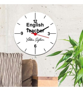 English Teacher Siyah Tasarım Duvar Saati