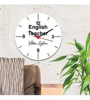 English Teacher Siyah Tasarım Duvar Saati
