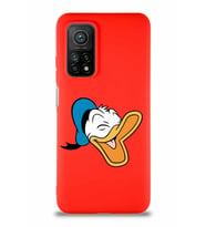 Xiaomi Mi 10T Soft Premier Kapak Donald Duck-E Tasarımlı Silikon Kılıf - Kırmızı (Şeffaf)