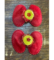 6X5 CM 2'Lİ KIRMIZI PELUŞ FİYONK APLİKE ARMA YAMA DİKİŞ AKSESUARI