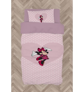 MEKTA HOME BEBEK VE ÇOCUK ODASI Büyük Kalpli Minnie Mause ve Puantiyeli Nevresim Takımı