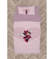 MEKTA HOME BEBEK VE ÇOCUK ODASI Büyük Kalpli Minnie Mause ve Puantiyeli Nevresim Takımı