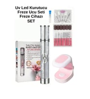 Mini UV Led Lamba ve Metal Gövdeli Şarjlı Manikür Pedikür Törpü Freze Seti