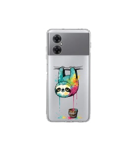 Redmi Note 11R ile Uyumlu Splash Tembel Hayvan Tasarımlı Şeffaf Silikon Kılıf