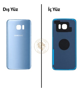 Samsung Galaxy S7 Edge Mavi Renk Arka Kapak Arka Cam Batarya Kapağı Pil Kapağı Lazer Kesim Back Cover Galaxy S7 Edge Uyumlu