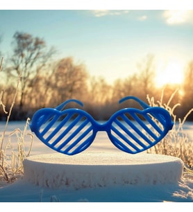 CHRİSTMAS PARTY BLUE GLASSES KALPLİ MAVİ PARTİ GÖZLÜĞÜ MAVİ PANJUR GÖZLÜK MAVİ YILBAŞI PARTİ GÖZLÜĞÜ