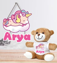 Kişiye Özel Bebek Kapı Süsü (Peluş Ayıcık Hediyeli) – Baby Shower / Hastane Odası
