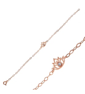 Gümüş Rose Lotus Çiçeği Kadın Bileklik
