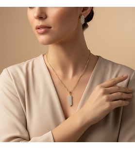 XUPING JEWELRY 14 Ayar Altın Kaplama, Zirkon Taşlı Takım Kolye