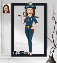 Kişiye Özel 3D  Ahşap Polis Kadın 30x40 -1