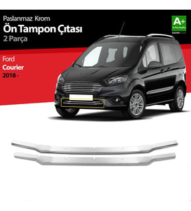 Ford Courier Uyumlu Krom Ön Tampon Çıtası 2 Parça 2018 Sonrası (Karışık)