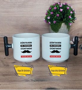 Erkek Öğretmene Hediye Kupa Bardak T Siyah Kulplu Öğretmenler Günü Hediyesi