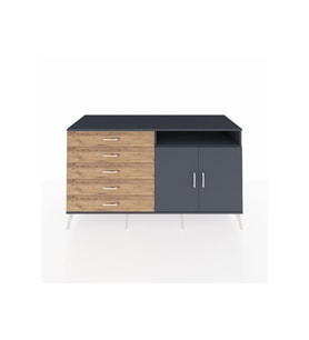 Kronos Konsol 2 Raflı 5 Çekmeceli 2 Kapaklı 176x59x99 Antrasit-Antrasit/Çam