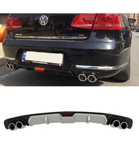 Vw Passat B7 Gri Difüzör 4 Krom Egzoz Görünümlü Difizör Arka Ek Body Kit 2010-2014