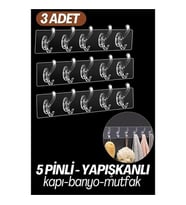 5 Pinli 3 lü set Yapışkanlı Askı Xenoty Design