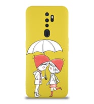 Oppo A9 2020 Uyumlu Lansman Kılıf Aşk Tasarımlı İçi Kadife Kapak-Sarı (Şeffaf)