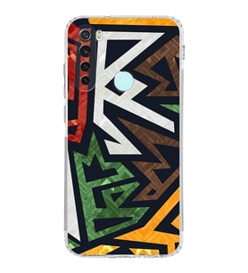 Xiaomi Redmi Note 8  Kamera Korumalı Kapak Soyut Grafiti Tasarımlı Şeffaf  Kılıf