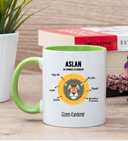 Kişiye Özel Aslan Burcuna Hediye Yeşil Kupa Bardak