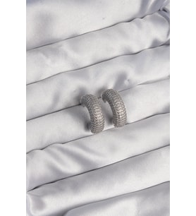 Pirinç Gümüş Renk Zirkon Taşlı Yarım Halka Küpe 5886 - SSSSSS2341-3726