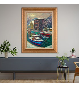 Altın Varaklı Paspartulu Çerçeveli  Tablo n5s994