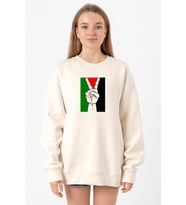 Free Hand Palestine Flag Ekru Kadın 2ip Sweatshirt
