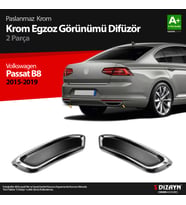 VW Passat B8 Krom Egzoz Görünümü Difüzör R Line Still 2 Parça 2015-2019
