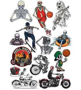 İskelet Sticker Set 5 15 Parça Telefon, Tablet, Defter, Laptop Sticker