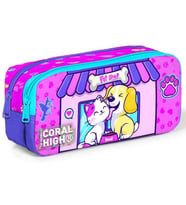 Coral High Kedi Köpek İki Bölmeli Kalem Çantası - Kız Çocuk